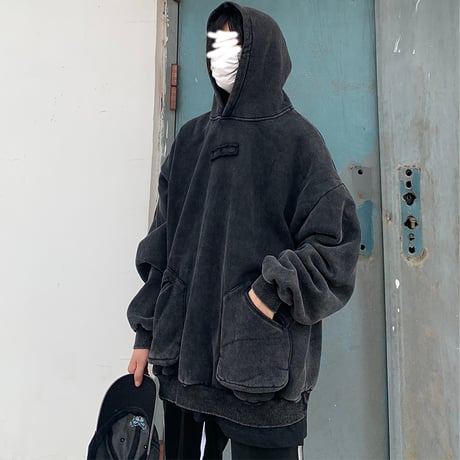 ユニセックス パーカー プルオーバー 厚手 ポケット プラスベルベット オーバーサイズ 韓国ファッション メンズ レディース カジュアル ストリートファッション DTC-657098093813
