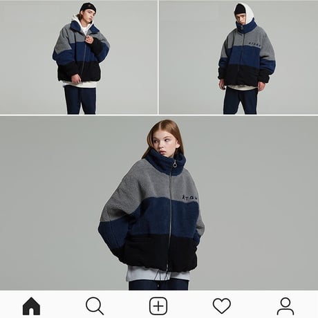 ユニセックス ボアブルゾン 韓国ファッション メンズ レディース ボアジャケット ウール ボア オーバーサイズ ルーズ ラム ストリート 秋 冬 (DTC-606621270224)