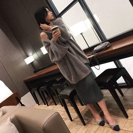 ニットカーディガン 韓国ファッション レディース ルーズニット ドルマンスリーブ アウター ゆったり 長袖 ウール 秋 冬 大人カジュアル 韓国 (DTC-598728796379)