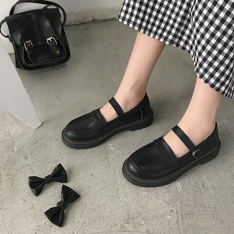 ローファー 22.5～24.5cm 取り外し可能 リボン ベルト ストラップ 靴 フラットシューズ ローヒール 歩きやすい 韓国ファッション レディース かわいい DTC-625604002955