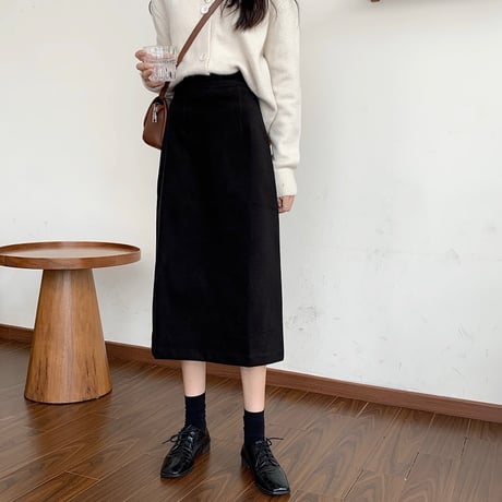 スカート バックスリット ハイウエスト ロング丈 Aラインスカート ストレート レトロ 韓国ファッション レディース 大人可愛い ガーリー DTC-627856239032