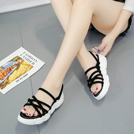 スポーツサンダル フラット クマちゃんソール スポサン 22.5～25.0cm ベルト ストラップ 韓国ファッション レディース サンダル フラットサンダル かわいい 596797157466