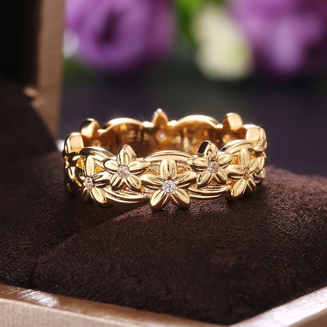 ハワイアンデザイン リング 指輪 花 プリメリア 石 レディース メンズ メッキ K14ゴールド 銅 アクセサリー DTC-a631247617841