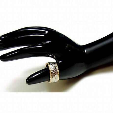 【ハワイアンジュエリー / HawaiianJewelry】 リング/指輪 フェザー ホヌ　プルメリア K14イエローゴールドコーティング (grs8594)