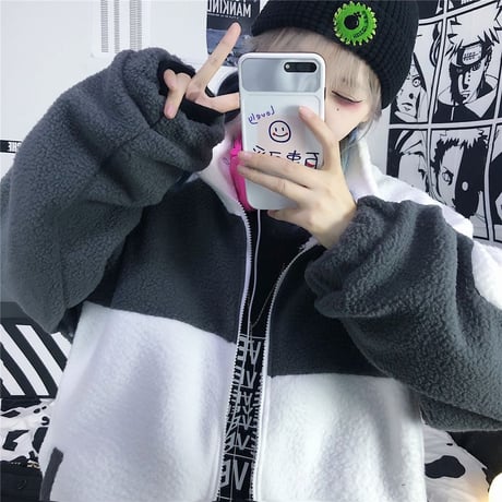 ユニセックス ボアブルゾン 厚手 ラムウール メンズ レディース ボアジャケット ジップアップ フリース オーバーサイズ 大きいサイズ ルーズ ストリート TBN-629982187858