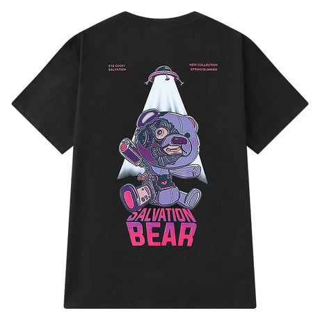 ユニセックス Tシャツ 半袖 SALVATION BEAR ロボットクマちゃん オーバーサイズ 韓国ファッション メンズ レディース 韓国ストリートファッション DTC-676628641569