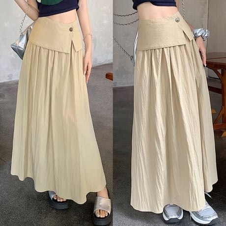 ハイウエスト ロングスカート Aライン スカート レトロ 大人可愛い 韓国ファッション レディース ガーリー DTC-724937685314