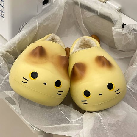 ネコ 尻尾付き スリッパ 23.0～25.0cm インナーボア 猫 ルームシューズ 防寒 EVA もこもこ 軽量 暖かい かわいい 韓国ファッション レディース DTC-740844337006