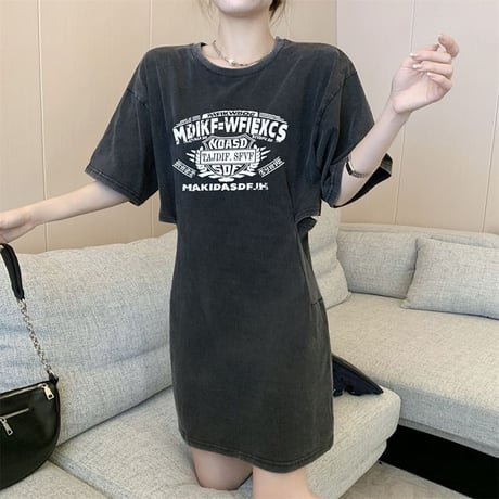 ワンピース 薄手 フェイクレイヤード ウエストカット ハイウエスト 半袖 レトロ 韓国ファッション レディース 大人可愛い ガーリー カジュアル DTC-708027507444