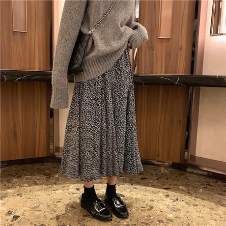 花柄 スカート フレア Aラインスカート 韓国ファッション レディース ロング丈 フローラル ハイウエスト 大人可愛い ガーリー フェミニン DTC-627230585978