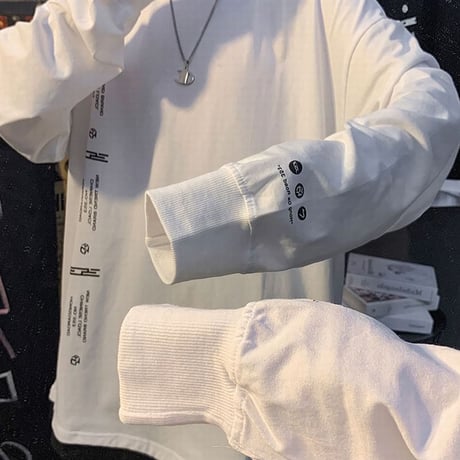ユニセックス Tシャツ 長袖 韓国ファッション メンズ レディース ラウンドネック シンプル 英字 プリント オーバーサイズ 大きいサイズ ルーズ ストリート DTC-624323933048