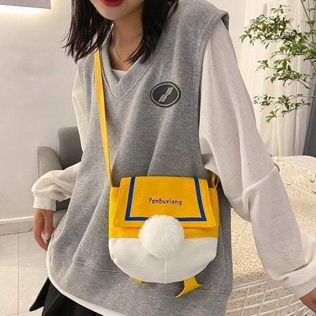 ショルダーバッグ あひる ぬいぐるみ キーホルダー ミニバッグ 斜め掛け ユニーク かわいい バッグ 鞄 レトロ カジュアル 韓国ファッション レディース DTC-706429388923