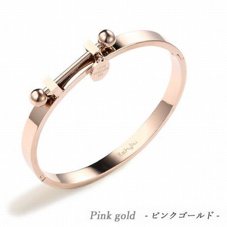 バングル ブレスレット 金属アレルギー対応 韓国アクセサリー イエローゴールド ピンクゴールド ローズゴールド チタン ステンレス DTC-550406644384