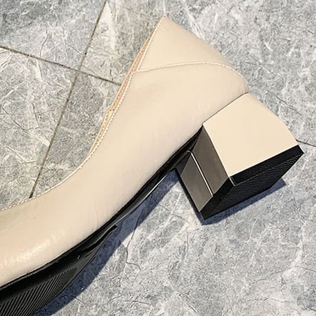 パンプス チャンキーヒール バブーシュ スクエアトゥ 韓国ファッション レディース 潰し履き 歩きやすい DTC-599533235253