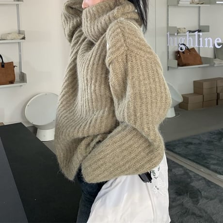 タートルネック リブニット ルーズ ハイネック ニット セーター ゆったり 長袖 レトロ 韓国ファッション レディース 大人可愛い ガーリー カジュアル DTC-691643863678