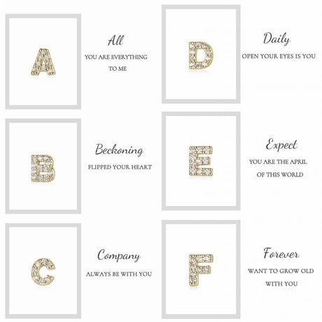A～Z 片耳用 イニシャル スタッドピアス アルファベット 英字 キャッチ式ピアス 合金 シルバー925 金メッキ アクセサリー ジュエリー DTC-651087823187