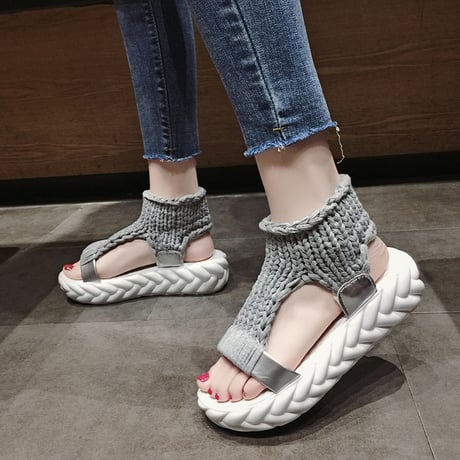 スポーツサンダル 22.5～25.0cm 厚底 ソックス ダットソール スポサン 韓国ファッション レディース ニットサンダル サンダル 厚底サンダル 歩きやすい 549429172556