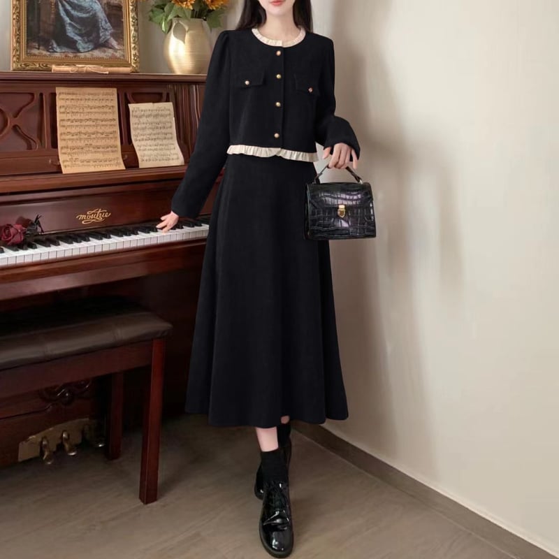 セットアップ 2点セット コーデュロイ ショートジャケット ロング