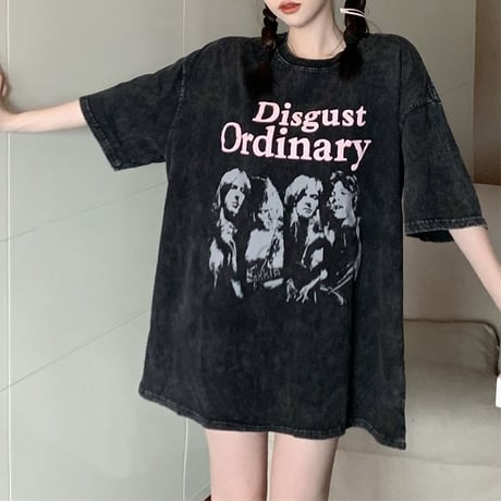 tシャツ 半袖 オーバーサイズ ゆったり 英字プリント 半袖Tシャツ 韓国ファッション レディース カジュアル ストリートファッション DTC-677077695574