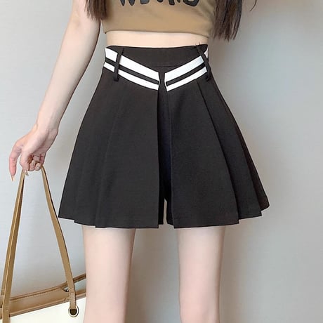 スカート風 ショートパンツ プリーツスカート ラップスカート ミニ丈 ハイウエスト Aライン 不規則デザイン レトロ 大人可愛い ガーリー カジュアル DTCA-850293119354