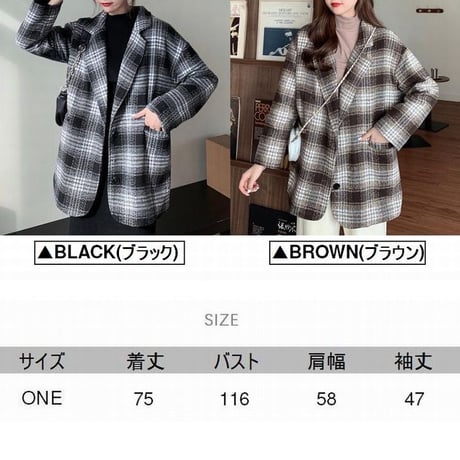 チェック柄 チェスターコート ルーズ シングルブレスト 韓国ファッション レディース コート シングルボタン 大人可愛い ガーリー DTC-631667786680
