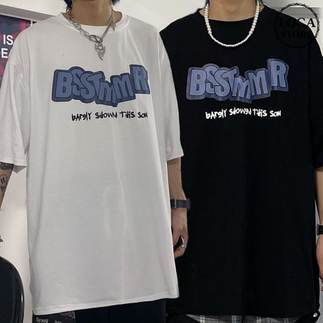 Tシャツ 半袖 メンズ レディース ユニセックス ラウンドネック 英字 プリント オーバーサイズ 大きいサイズ ルーズ ストリート TBN-615433839019