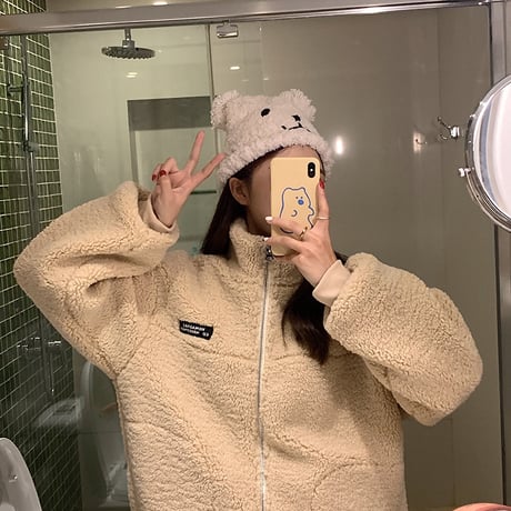 ボアブルゾン 防寒 ジップアップ フェイクラムウール 韓国ファッション レディース ボアジャケット ブルゾン アウター ボア 長袖 ゆったり 大人可愛い ガーリー DTC-627887069696