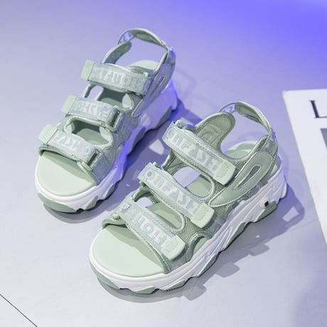 スポーツサンダル スポサン 5.5cm 厚底 韓国ファッション レディース サンダル フラットサンダル ベルト マジックテープ 厚底サンダル フラット かわいい 歩きやすい 617262292358