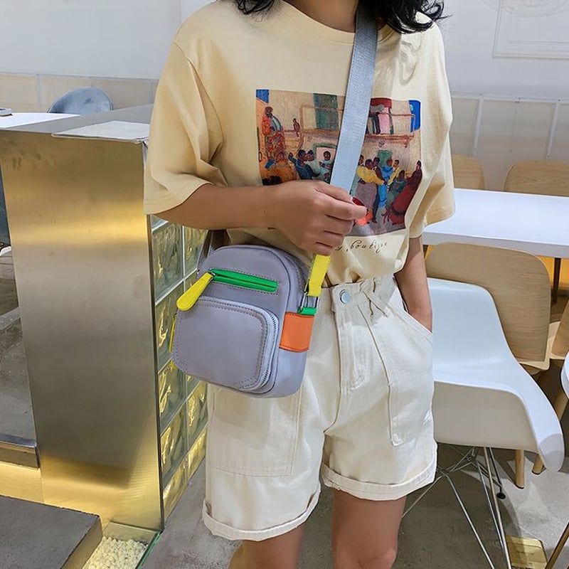 マルチカラー ショルダーバッグ ポシェット メッセンジャーバッグ ミニ