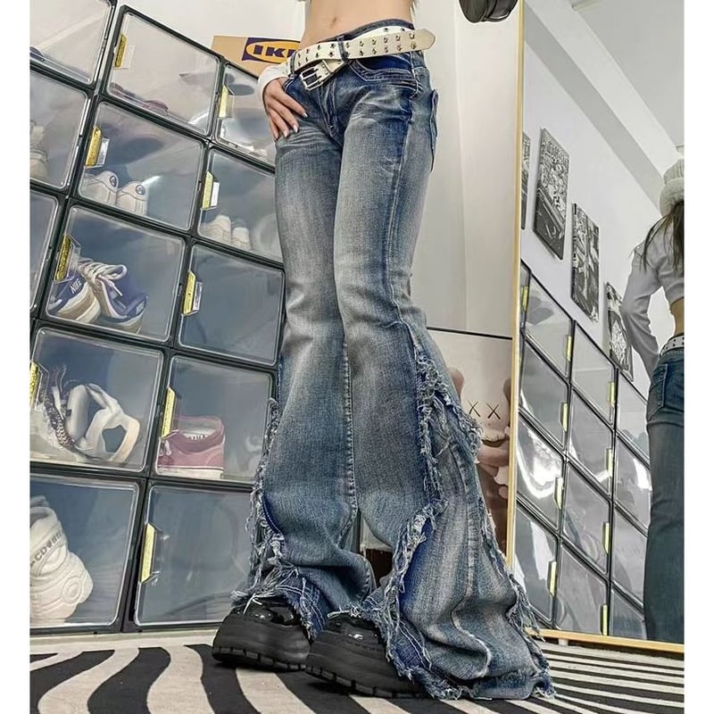 美品 Y2K Miss Me デニム フレアパンツ ローライズ クロスボタン 美品 Y2K Miss Me デニム フレアパンツ ローライズ クロスボタン