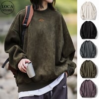 ユニセックス スエード スウェット 刺繍 ロゴ トレーナー オーバーサイズ 長袖 ルーズ カジュアル 韓国ファッション メンズ レディース ストリート系ファッション DTCA-727172236761
