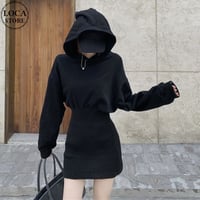 フード付き ワンピース ハイウエスト ミニワンピース パーカーワンピース スウェット 長袖 レトロ 韓国ファッション レディース 大人可愛い ガーリー DTCA-661706775371