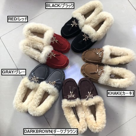 レディース フラットシューズ モカシン シープファー ムートン ファーモカシン ボア シューズ 韓国 韓国ファッション (DTC-599322410067)