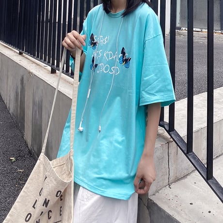 バタフライ Tシャツ 半袖 ルーズ 韓国ファッション レディース トップス ゆったり 大きめ カジュアル ストリートファッション DTC-619610882691