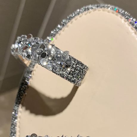 フラットサンダル ラインストーン 22.5～25.0cm ストラップ ぺたんこ サンダル キュート 痛くない かわいい 靴 歩きやすい 韓国ファッション レディース DTC-641834777906