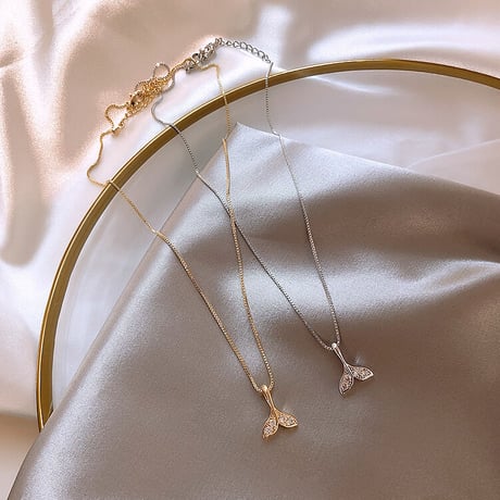 ネックレス フィッシュテール チェーン付き CZ シンプル ペンダント クラビクルチェーン 合金 アクセサリー ジュエリー DTC-596403997883_617677161626