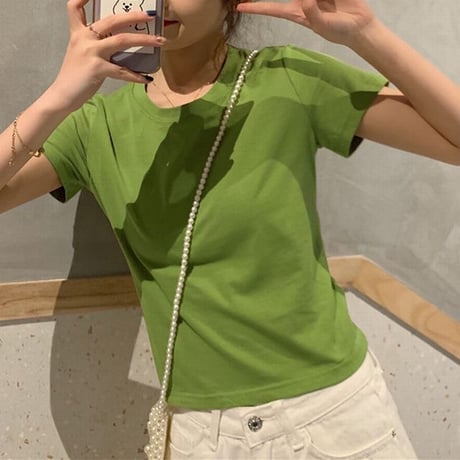 バックリボン tシャツ バックレス ウエスト見せ ショート丈 クルーネック 半袖 トップス レトロ 大人可愛い ガーリー カジュアル DTCA-732666685652