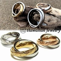 【HAWAIIANJEWELRY / ハワイアンジュエリー】 2連 リング 指輪 K14コーティング ピンクゴールド シルバー サージカルステンレス ステンレス ノンアレルギー (grs8653)