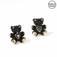 黒くまのピアス キラキラ 韓国アクセサリー ピアス キュービックジルコニア クリスタル クマ くまちゃん アニマル 合金 シルバー925 DTC-604618691350