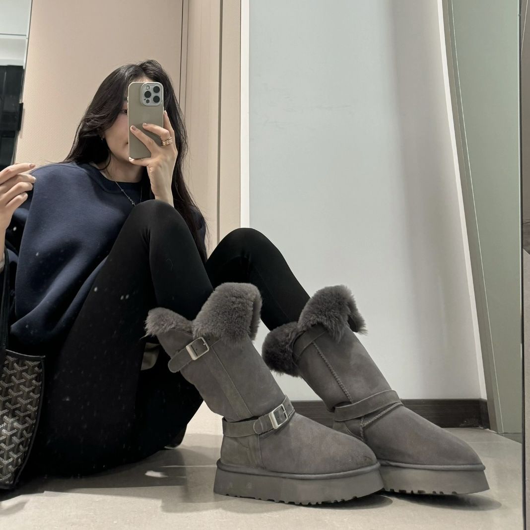2Way 厚底 ムートンブーツ 22.5～25.0cm ロングブーツ ファー
