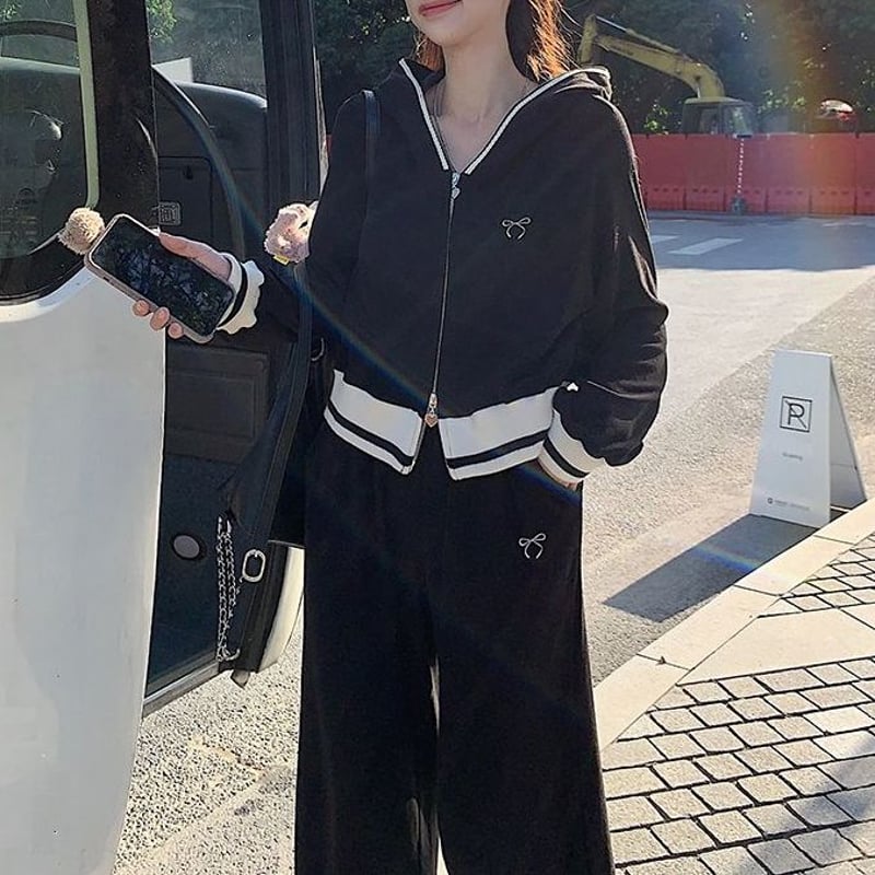 セットアップ トップス パーカー ワイドパンツ ダブルジップ セットアップ トップス パーカー ワイドパンツ ダブルジップ