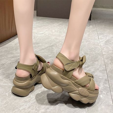 厚底 サンダル 22.0～24.5cm スポーツサンダル リボン 厚底サンダル スポサン カジュアル オープントゥ かわいい 韓国ファッション レディース DTC-712505187633
