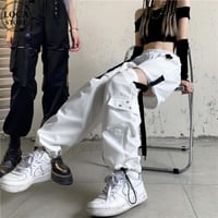 2WAY カーゴパンツ ワイドパンツ バックルベルト ストラップ ミリタリーパンツ アシンメトリー ウエストゴム 韓国ファッション レディース 大人可愛い ガーリー DTC-656242658198