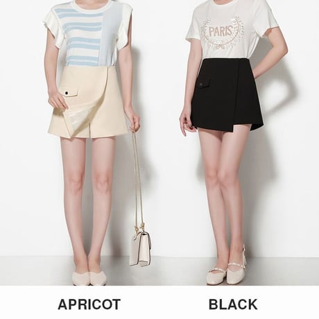 レディース  ショートパンツ ラップショートパンツ パンツ ショート丈 キュロット ガーリー 韓国ファッション (DCT-591138767079)