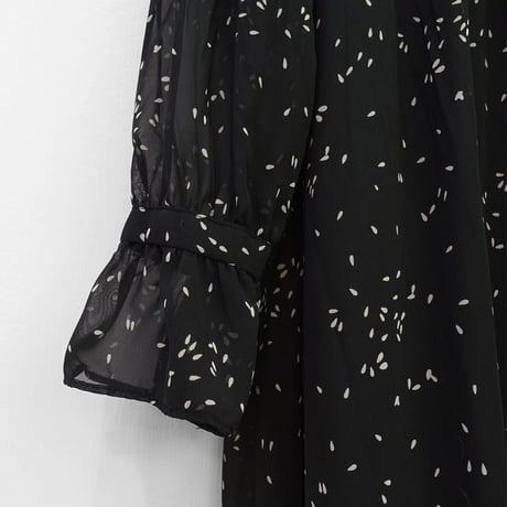 レディース ドット柄 ロングワンピース 無地 ヴィンテージ風 Vネック 韓国ファッション オルチャン (DCT-584813222187)
