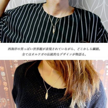 ハワイアンジュエリー ネックレス 金属アレルギー対応 サーフボード オルテガ柄 サージカルステンレス レディース メンズ イエローゴールド アクセサリー gps8996