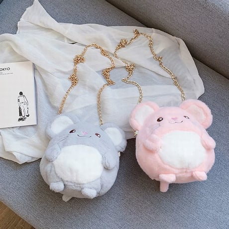 ミニ ファーバッグ ネズミ マウス 干支 韓国ファッション バッグ ぬいぐるみ ショルダーバッグ 斜め掛け ハンドバッグ メッセンジャーバッグ ミニバッグ (DTC-602079137165)