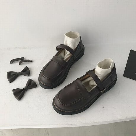 ローファー 22.5～24.5cm 取り外し可能 リボン ベルト ストラップ 靴 フラットシューズ ローヒール 歩きやすい 韓国ファッション レディース かわいい DTC-625604002955
