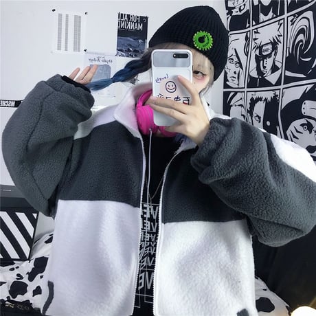 ユニセックス ボアブルゾン 厚手 ラムウール メンズ レディース ボアジャケット ジップアップ フリース オーバーサイズ 大きいサイズ ルーズ ストリート TBN-629982187858