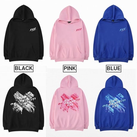 ユニセックス プルオーバー パーカー 裏起毛 韓国ファッション メンズ レディース X文字 バツ プリント オーバーサイズ ストリート DTC-611092783031